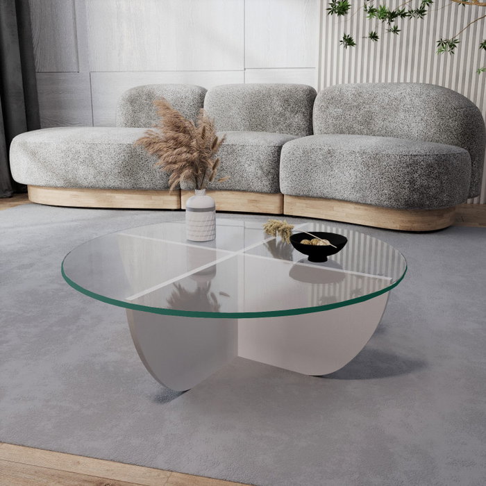 Hanah Home Lily - Mesa de centro blanca con cristal templado